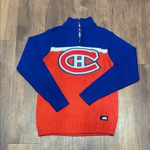 Vintage NHL Montreal Canadians Hockey by Ilanco Blue and Red Zip-Up Sweater
